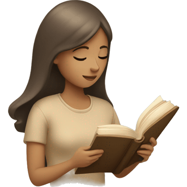 Girl reading a book. In beige tones  emoji