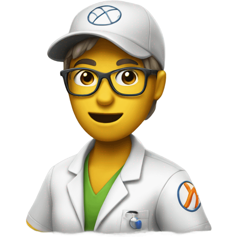 Hotting a softball as a scientist emoji