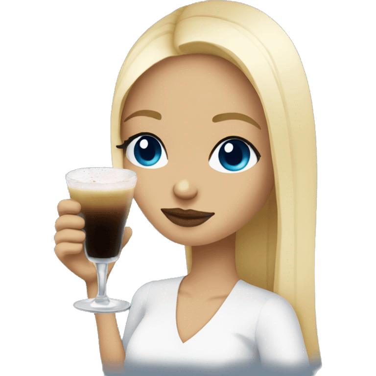 blonde hair blue eye girl drinking espresso martini  emoji