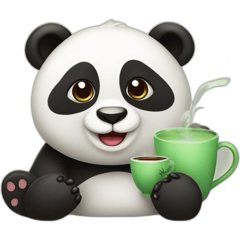 panda with tea emoji