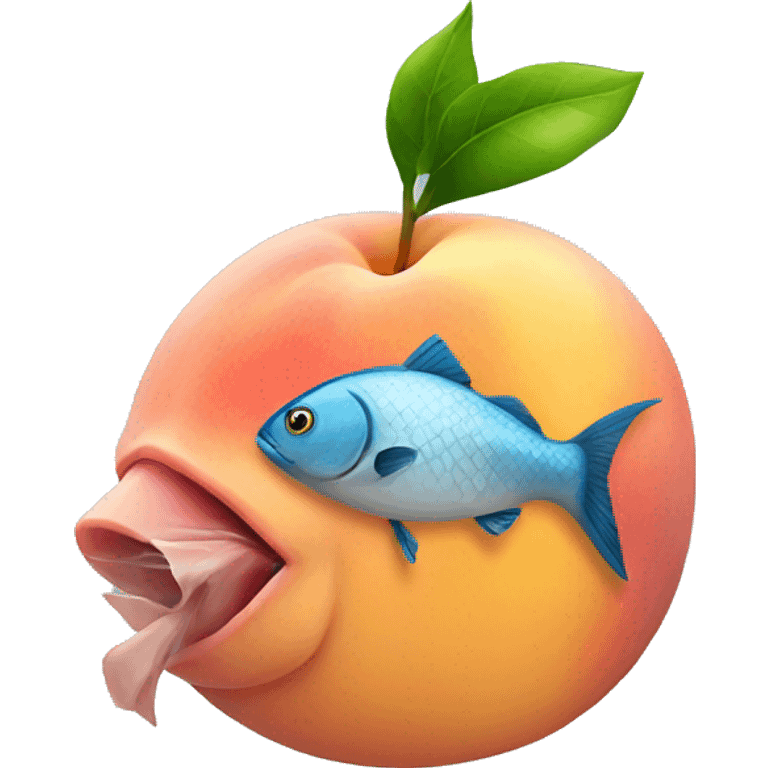 Fish touching a peach emoji