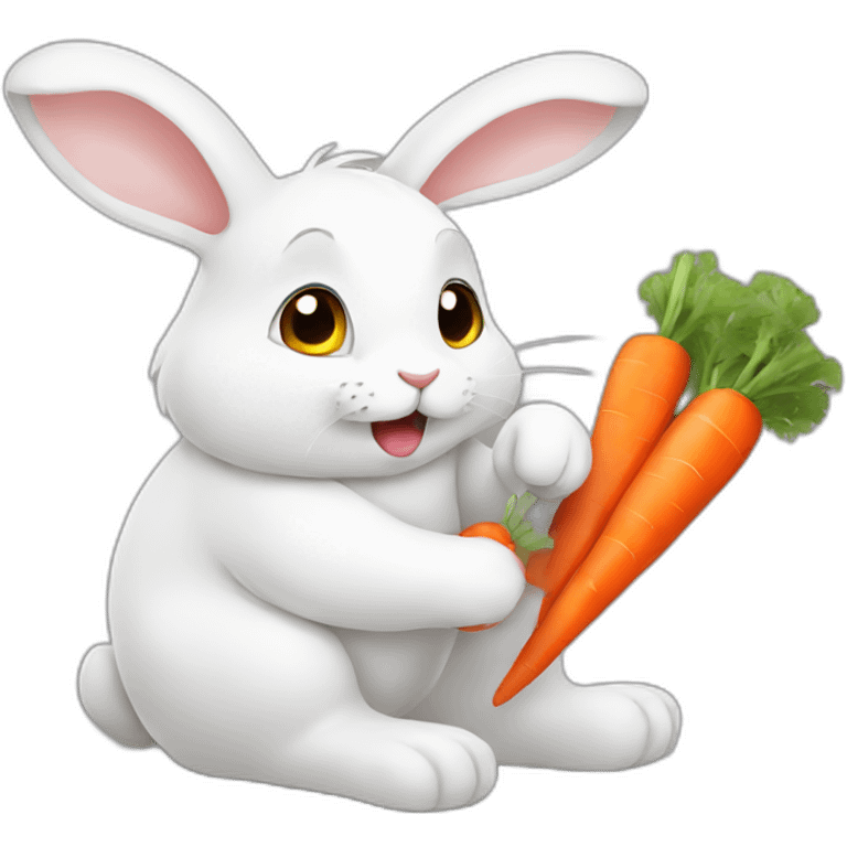 white rabbit eating carrot emoji