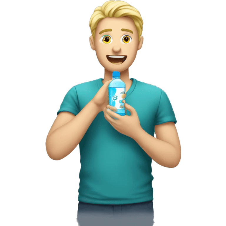 a blond man holding mouthwash emoji