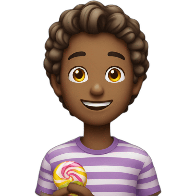 A young man enjoying candy emoji