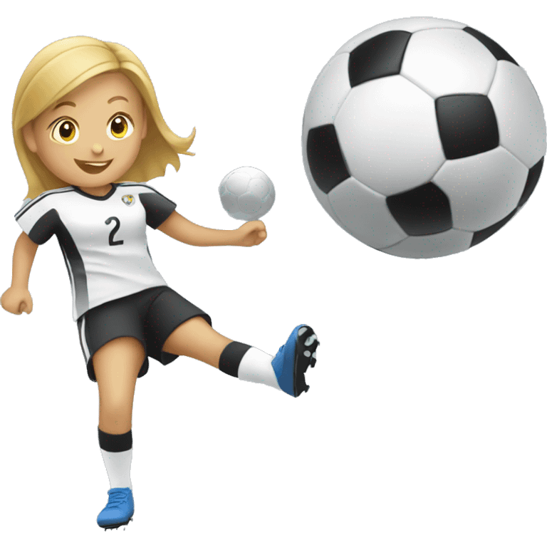 Girl scoring soccer goal emoji