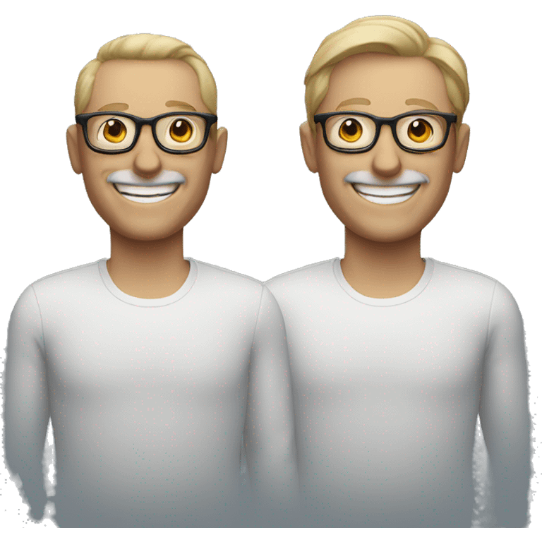 2 white man smailing, one of them with glasses emoji