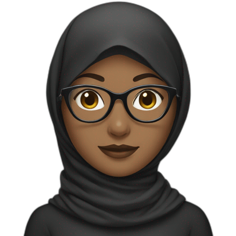 Black hijab with glasses with cat emoji