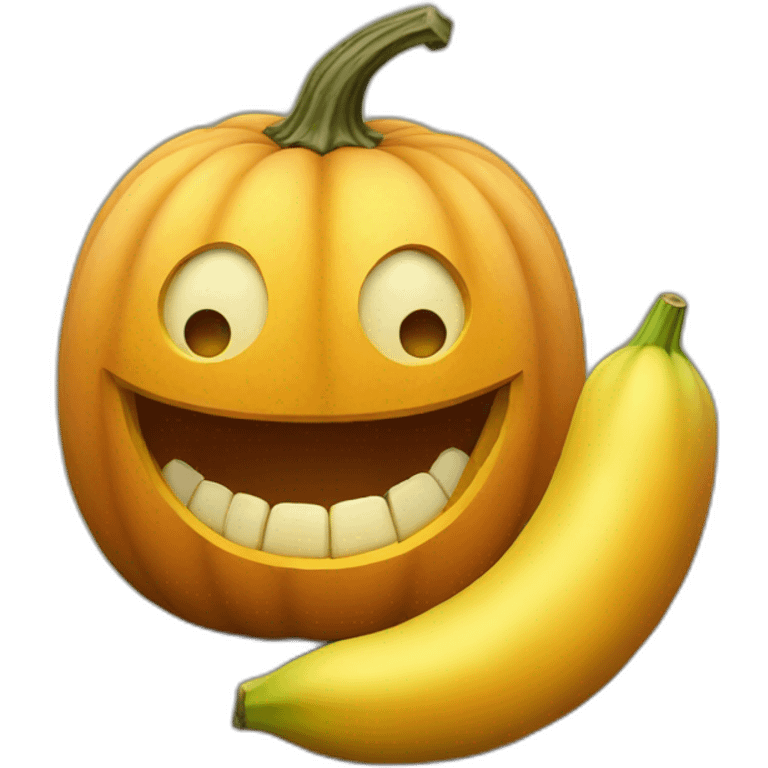 pumpkin eats banana emoji