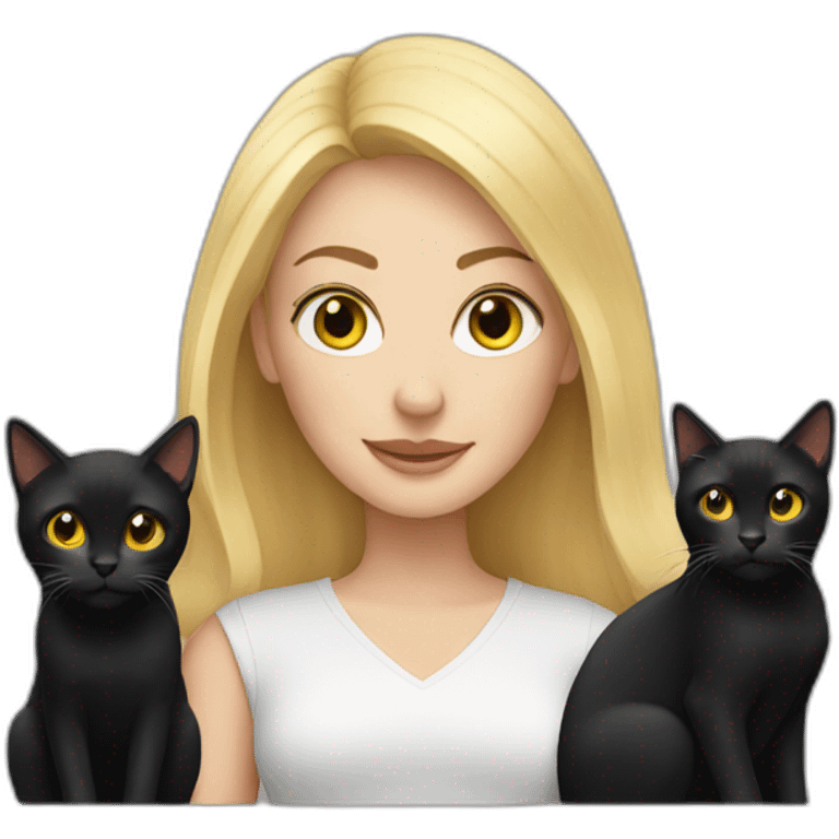 blonde woman with two black cats emoji