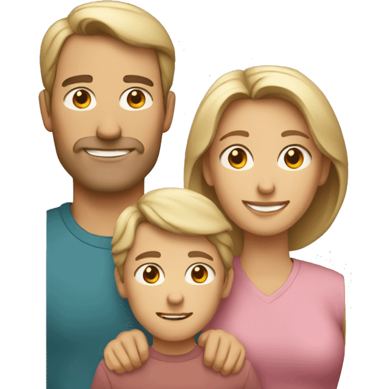 Caucasian mother, father, and son emoji