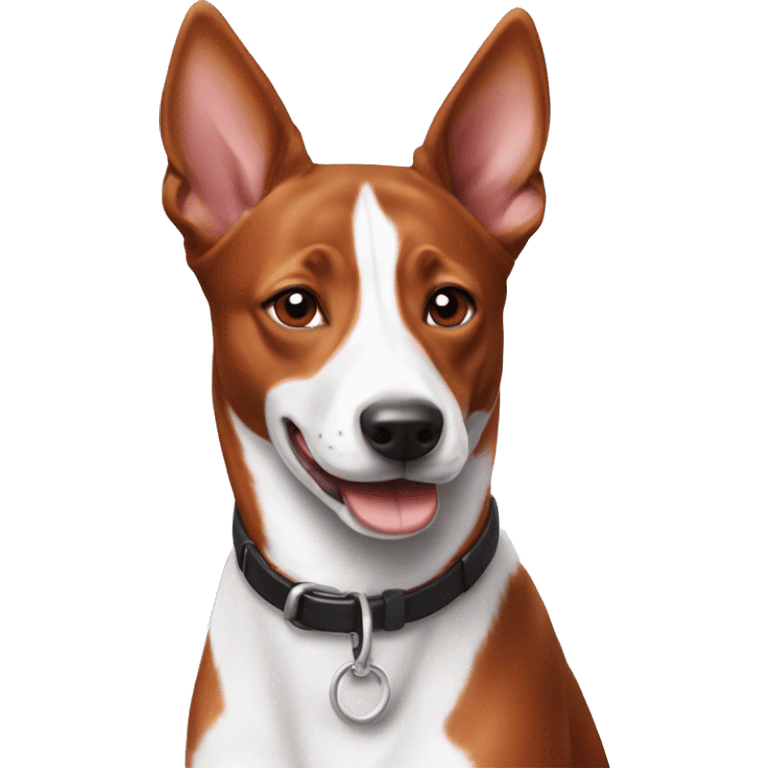 Happy basenji dog in red and white color emoji