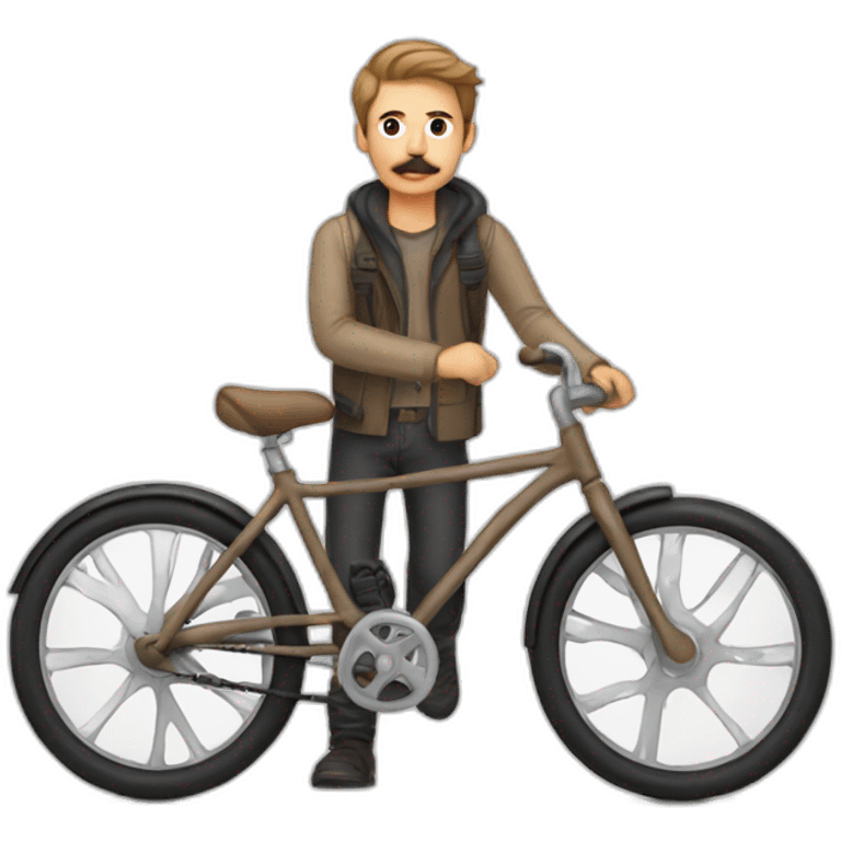 young Man with moustache on a bike,light brown hair emoji