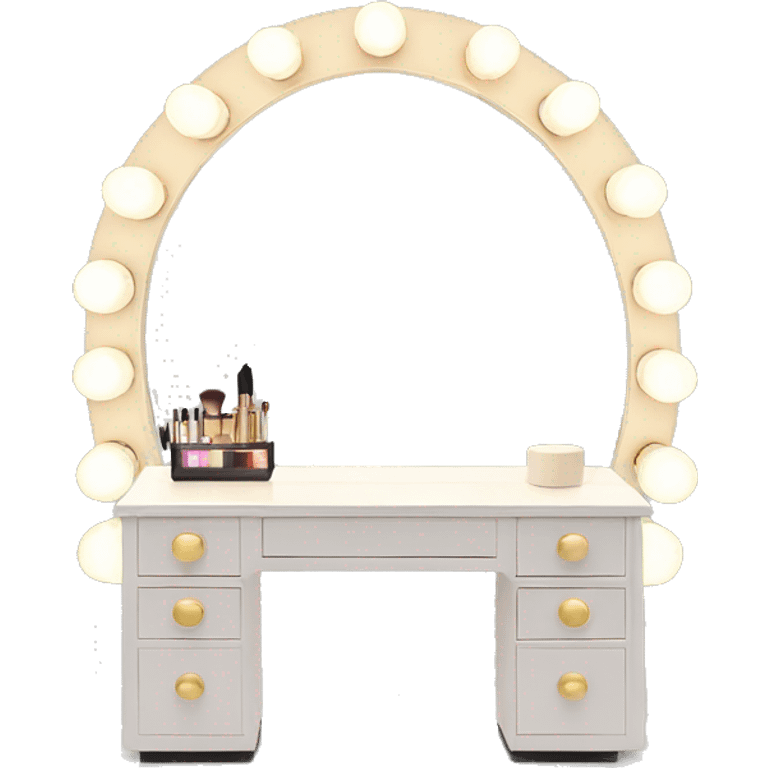 white makeup vanity with light bulbs  emoji