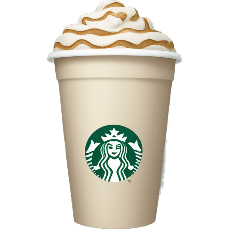 beige starbucks cup with winter pattern emoji