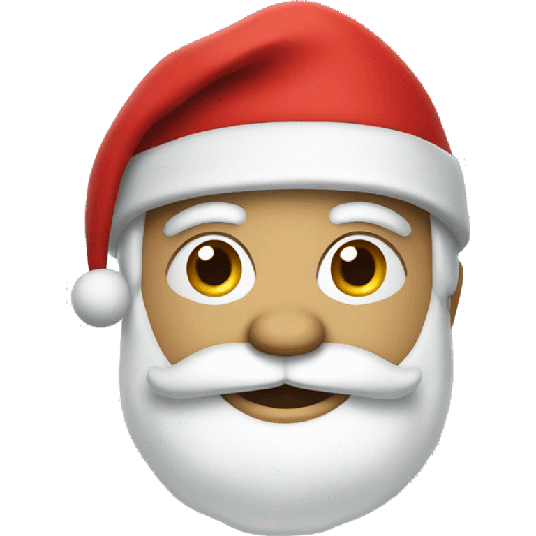 Santa face emoji, red hat, white beard, cheerful expression, red and green accents emoji