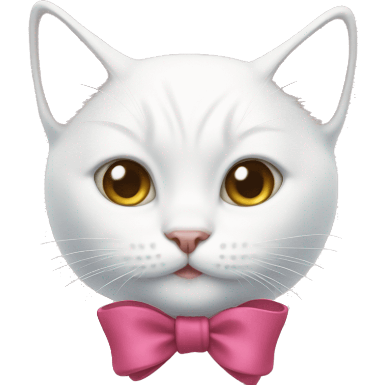 White cat with a bow emoji