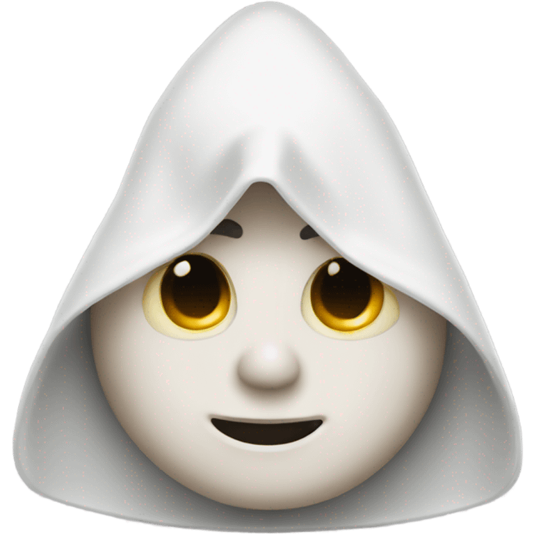 A man wearing a triangular white hood with only eye holes emoji