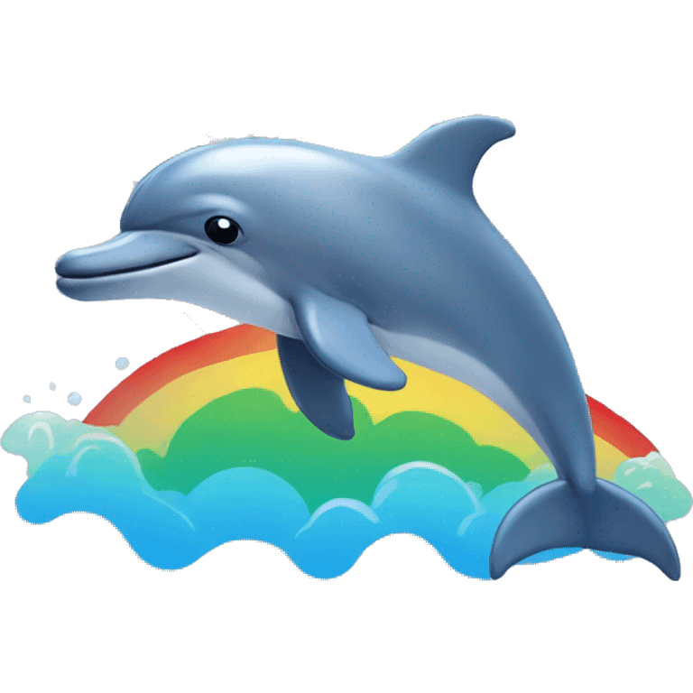 Dolphin with a rainbow emoji