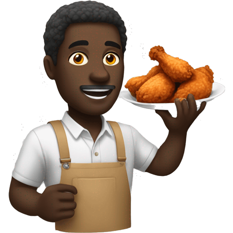 a dark skinned man eating fried chicken emoji