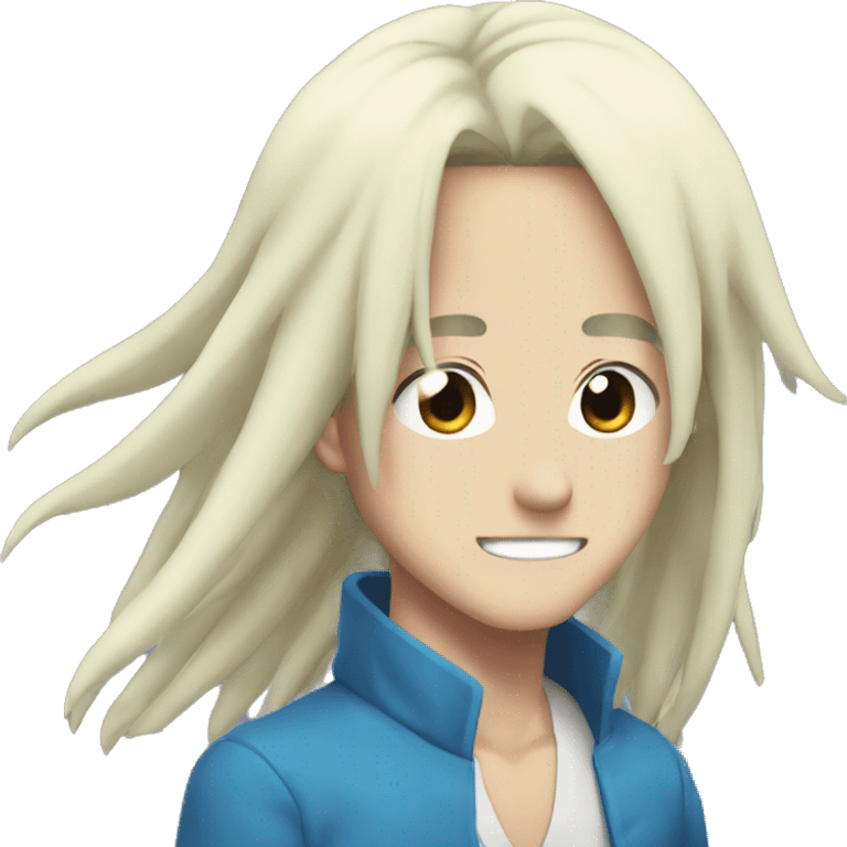 man with long blue hair aoba seragaki emoji