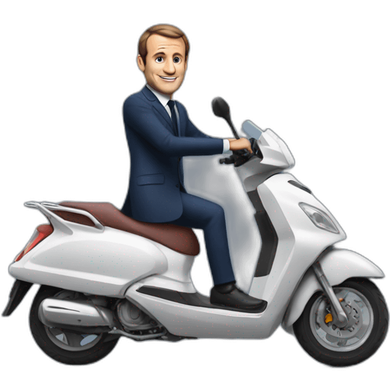 Macron sur un scooteur emoji