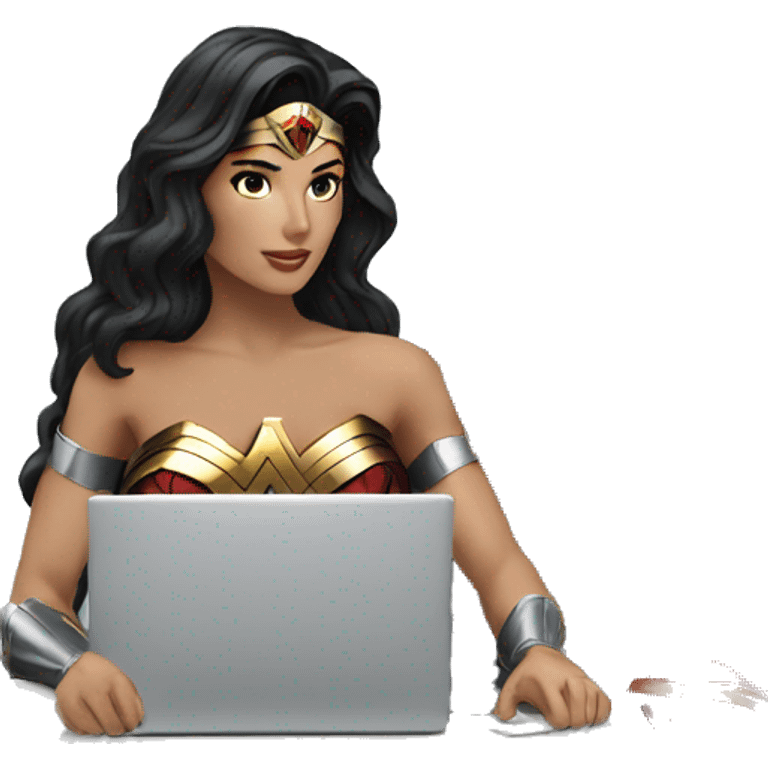 Wonder woman using computer emoji