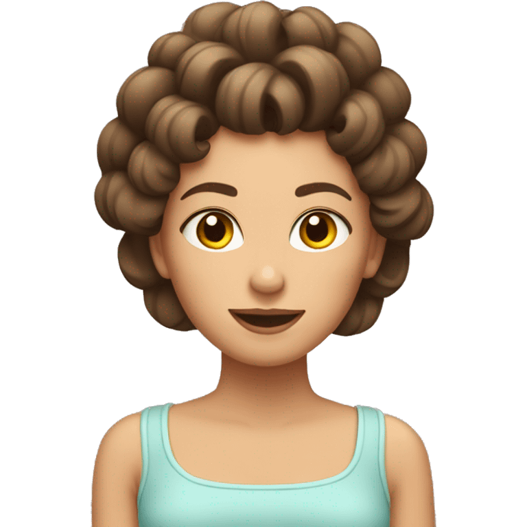 brown haired girl with hair rollers emoji