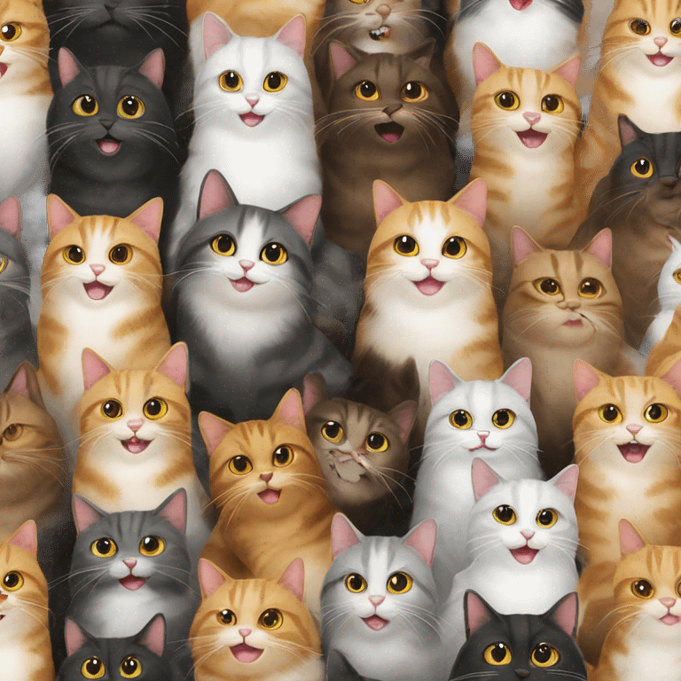 12 happy cats at a holiday party emoji