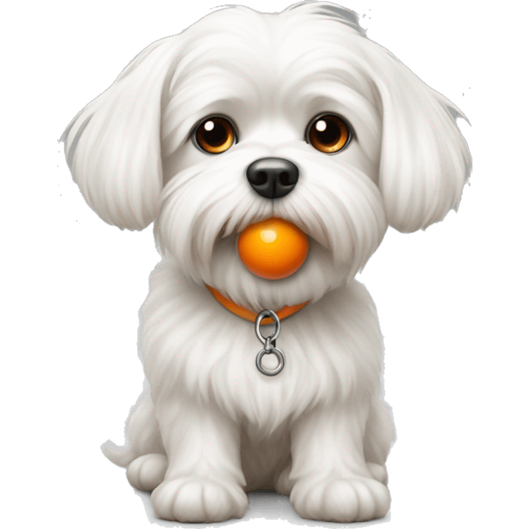 Maltese with orange ball emoji