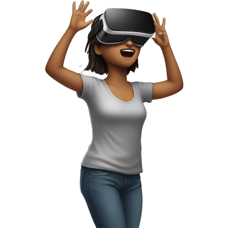 funny emoji of a girl playing VR facing the wall and showing her back emoji