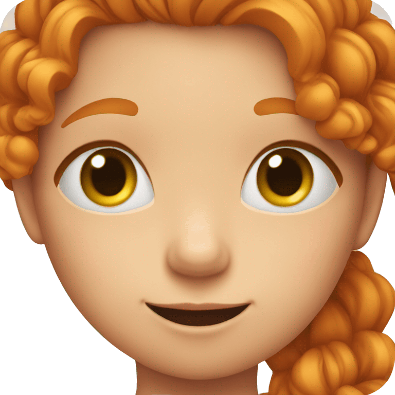 A cute little ginger girl is blushing and embarrassed emoji