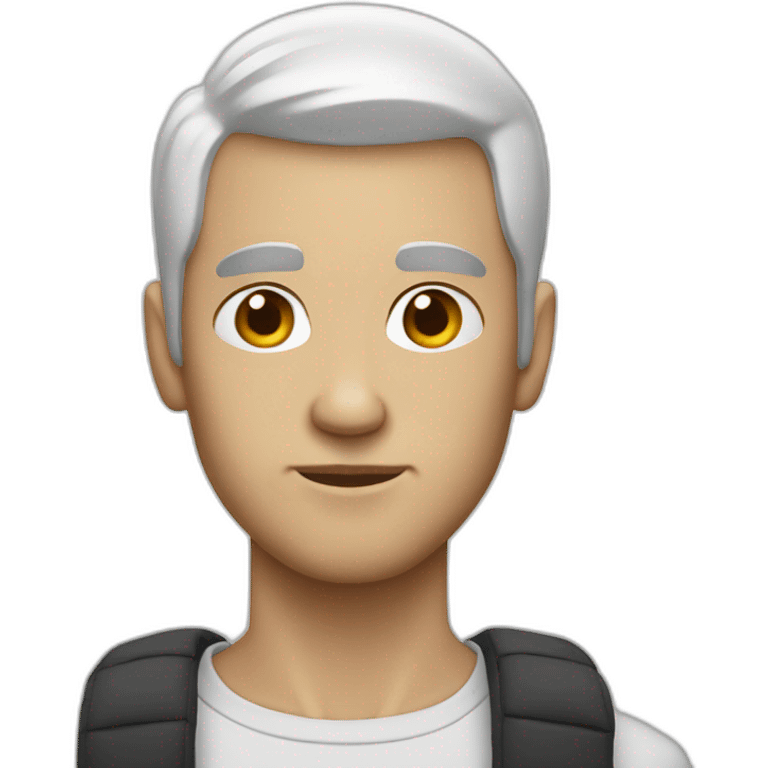 skinny man white short hair wearing bomber emoji