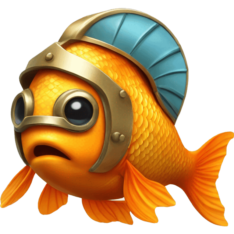 Goldfish wearing Viking helmet emoji