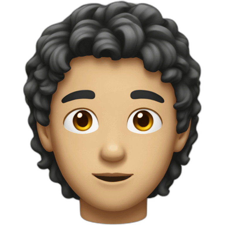 a teenage boy with black hair, short and a little wavy. we see only the head of the emoji emoji