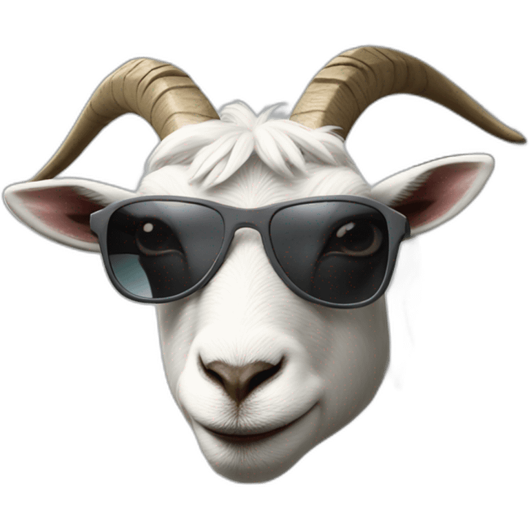 cool goat with sunglasses climbing on gray rock emoji