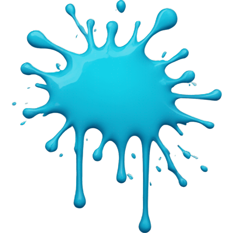 Glowing Cyan blue paint splash splatter drip emoji