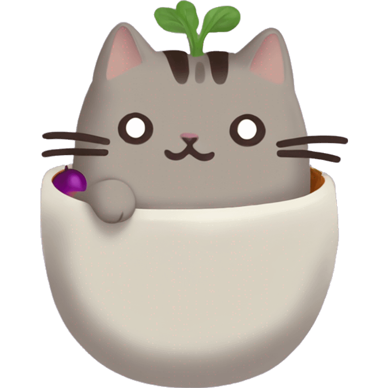 Pusheen cat handing you his eggplant emoji