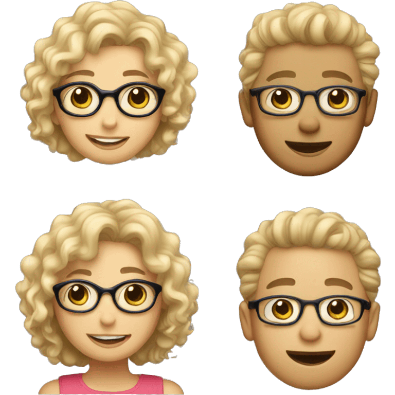 boy with curly blonde hair and girl with glasses emoji