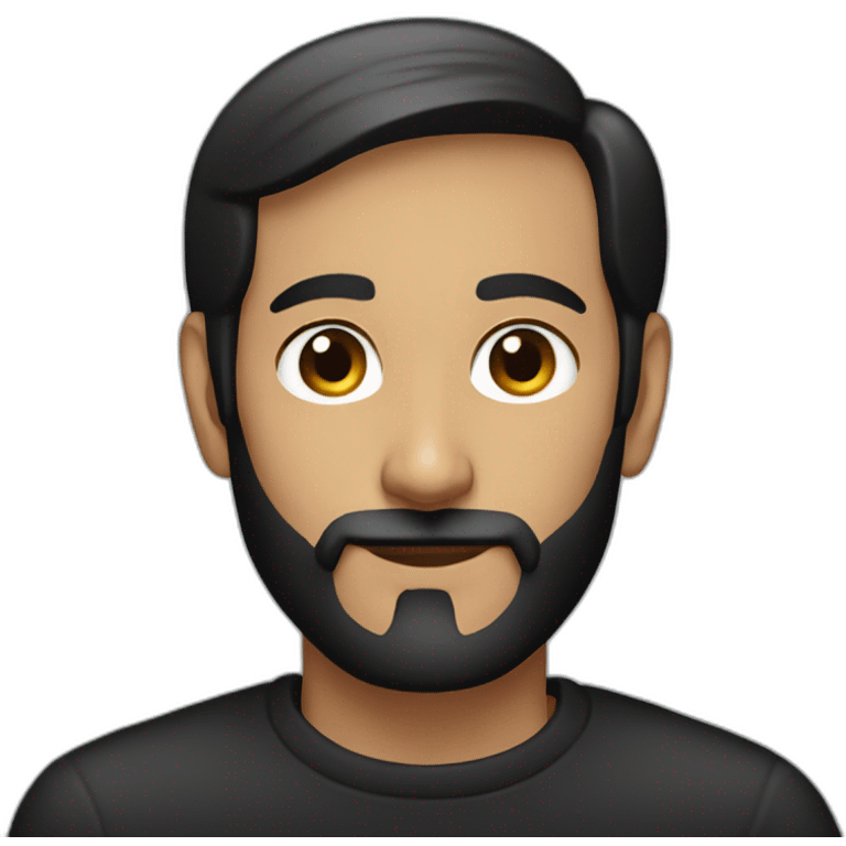 Steve Jobs young with black beard and black sweatshirt emoji