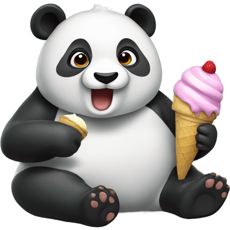 Panda eating ice cream emoji