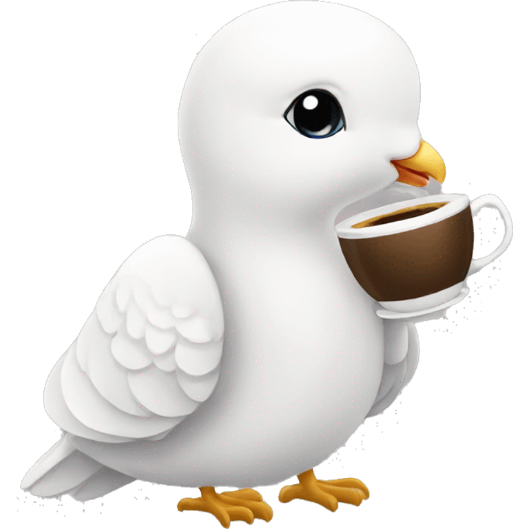  White dove drinking coffee emoji