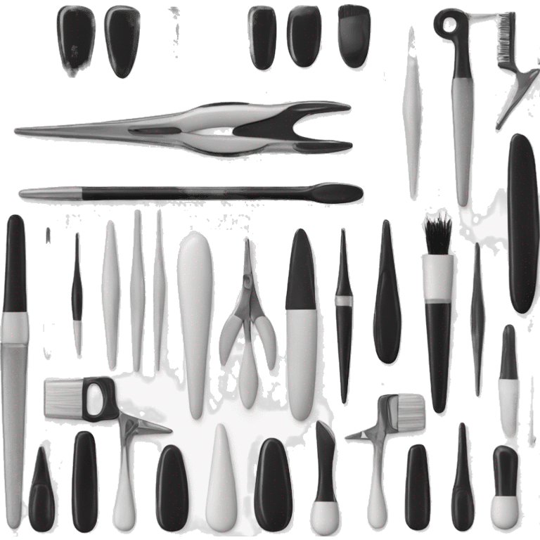 black and white manicure tools emoji