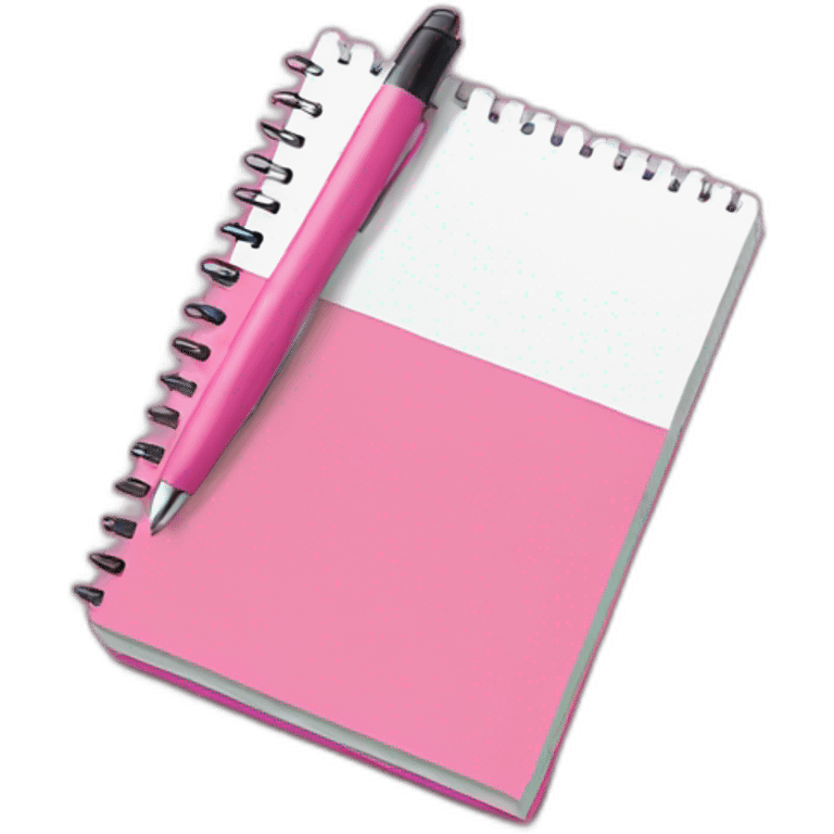 Pink notebook with a pen emoji