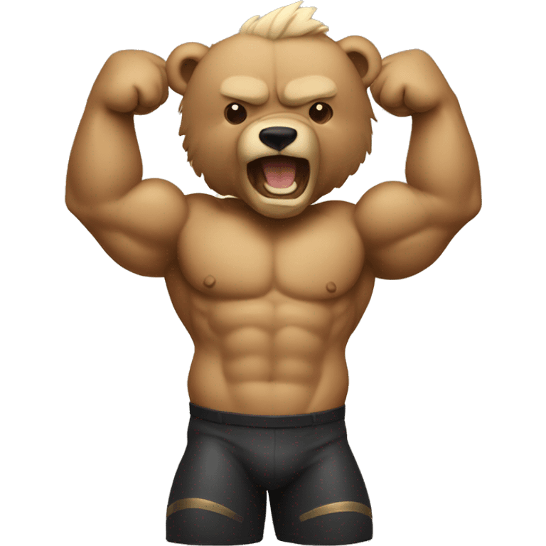 a trophie with a muscle bear body emoji