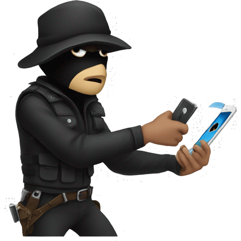 A bandit stealing a phone emoji