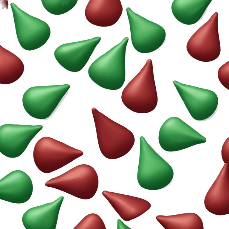 Red, green and silver Hershey Kiss candy emoji