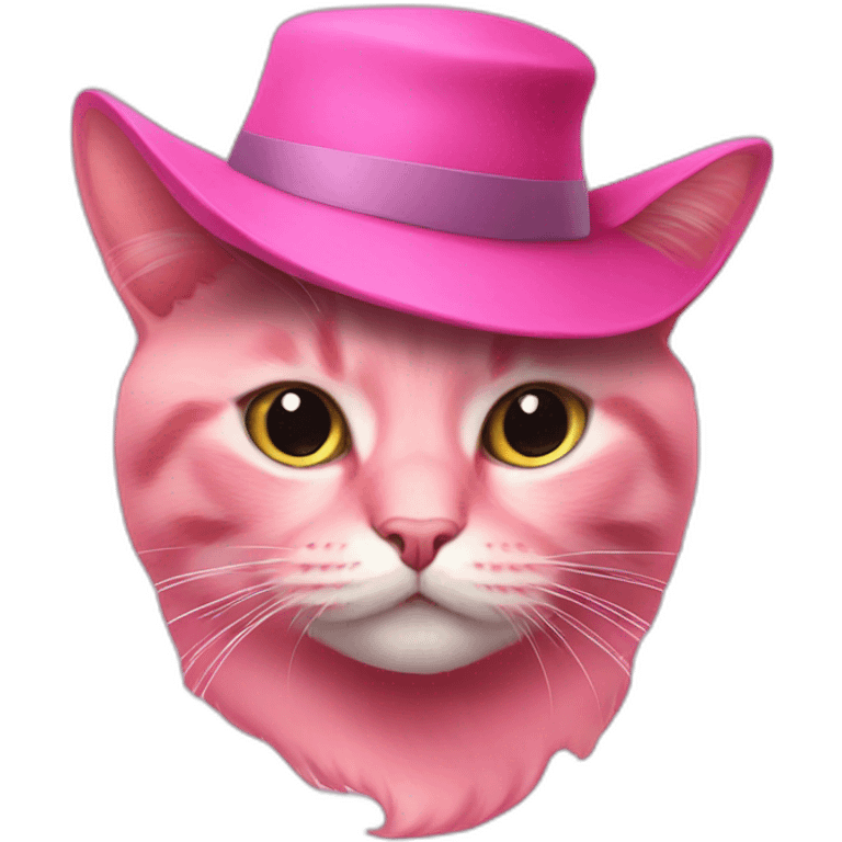 Photo of a pink cat with a hat emoji