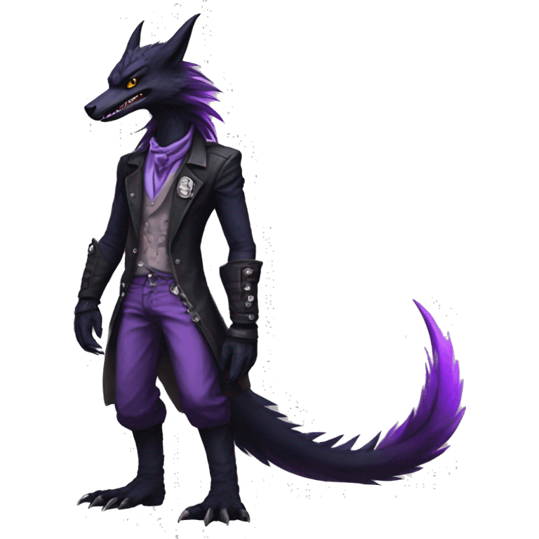 Black and purple edgy punk nargacuga-sergal full body emoji