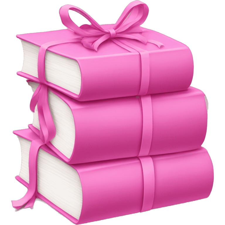 Pink Books stacked up and tied together by a pink bow emoji