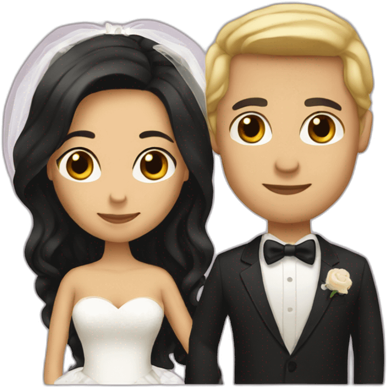 Tan Woman with dark brown hair and man with blonde hair getting married emoji